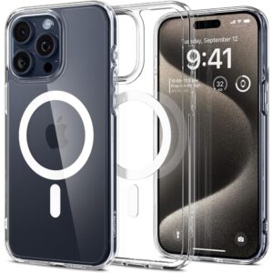 Spigen Ultra Hybrid MagSafe dėklas iPhone 15 Pro Max – baltas