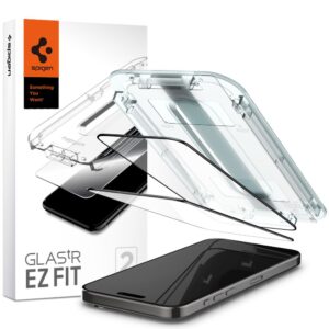 Spigen EZ Fit grūdintas stiklas iPhone 15 Pro – juodas, 2 vnt.