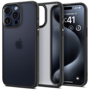 Spigen Ultra Hybrid dėklas iPhone 15 Pro – skaidrus juodas