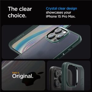 Spigen Rugged Armor MagSafe dėklas iPhone 15 Pro Max – tamsiai žalias