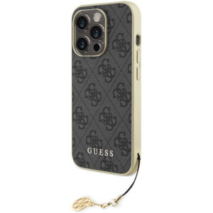 Guess 4G Charms dėklas iPhone 15 Pro – pilkas