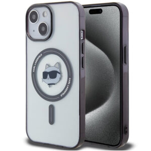 Karl Lagerfeld MagSafe dėklas iPhone 15 Plus – skaidrus
