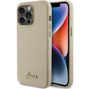 Guess blizgus dėklas iPhone 15 Pro – auksinis