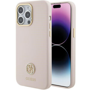 Guess silikoninis dėklas iPhone 15 Pro Max – rožinis