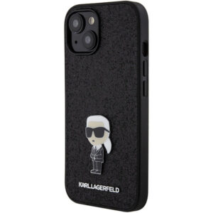 Karl Lagerfeld blizgus dėklas iPhone 15 – juodas