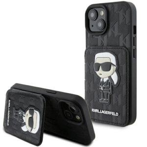 Karl Lagerfeld dėklas iPhone 15 – juodas, kortelėms