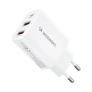 Wozinsky sieninis įkroviklis CWCUCW 30W USB-C / 2 x USB-A - baltas