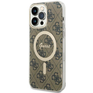 Guess MagSafe dėklas iPhone 15 Pro Max – rudas