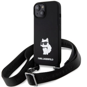 Karl Lagerfeld dėklas su dirželiu iPhone 15 – juodas