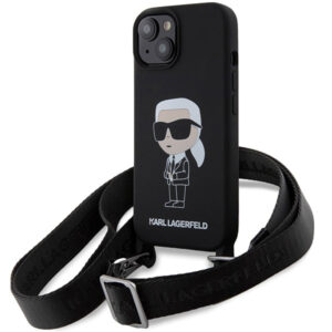 Karl Lagerfeld dėklas su dirželiu iPhone 15 – juodas