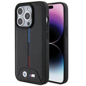 BMW Quilted Tricolor dėklas iPhone 15 Pro – juodas