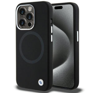 BMW silikoninis MagSafe dėklas iPhone 15 Pro Max – juodas