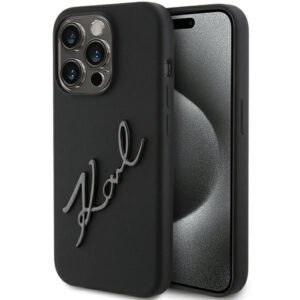 Karl Lagerfeld silikoninis dėklas iPhone 15 Pro – juodas