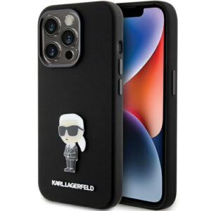 Karl Lagerfeld silikoninis dėklas iPhone 15 Pro – juodas