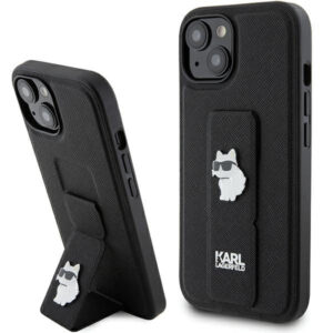 Karl Lagerfeld Gripstand dėklas iPhone 15 Plus / 14 Plus – juodas
