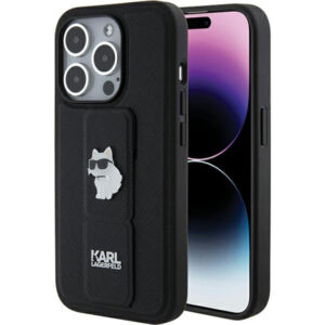Karl Lagerfeld Gripstand dėklas iPhone 15 Pro Max – juodas