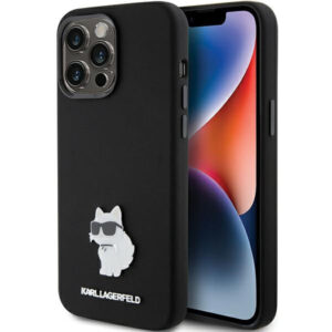 Karl Lagerfeld silikoninis dėklas iPhone 15 Pro Max – juodas