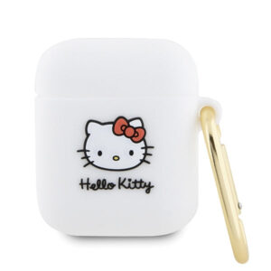 Hello Kitty silikoninis 3D dėklas AirPods 1/2 – baltas