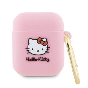 Hello Kitty silikoninis 3D dėklas AirPods 1/2 – rožinis