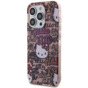 Hello Kitty IML Tags Graffiti dėklas iPhone 15 Pro – rožinis
