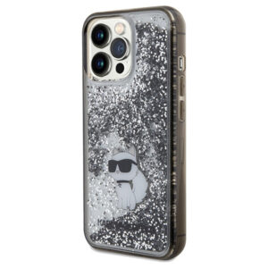 Karl Lagerfeld Liquid Glitter Choupette dėklas iPhone 13 Pro Max – skaidrus