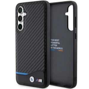 BMW Leather Carbon dėklas Samsung Galaxy S23 FE – juodas
