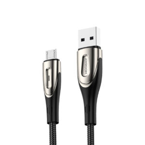 Joyroom Sharp Series S-M411 USB-A / micro USB 3A 2m laidas su įkrovimo indikatoriumi - juodas