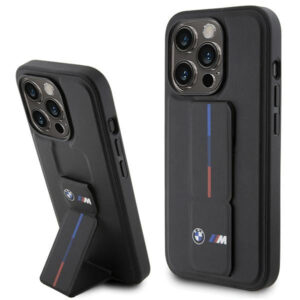BMW Grip Stand Hot Stamp dėklas iPhone 15 Pro Max – juodas