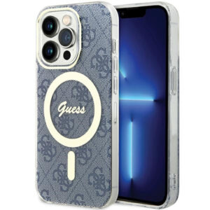 Guess MagSafe dėklas iPhone 15 Pro – mėlynas