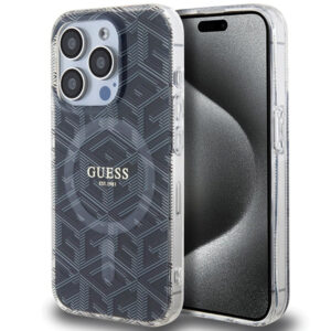 Guess MagSafe dėklas iPhone 15 Pro – juodas