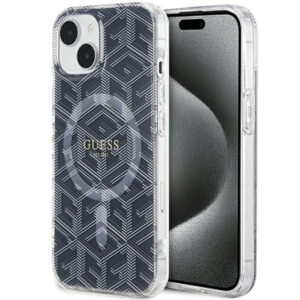 Guess MagSafe dėklas iPhone 15 Plus / 14 Plus – juodas