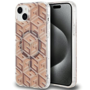 Guess MagSafe dėklas iPhone 15 Plus / 14 Plus – rudas