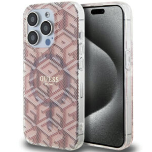 Guess MagSafe dėklas iPhone 15 Pro Max – rožinis