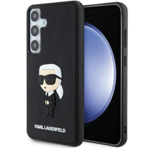 Karl Lagerfeld 3D Rubber Ikonik dėklas Galaxy S24 – juodas