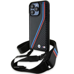 BMW M Edition Carbon Tricolor dėklas iPhone 15 Pro – juodas