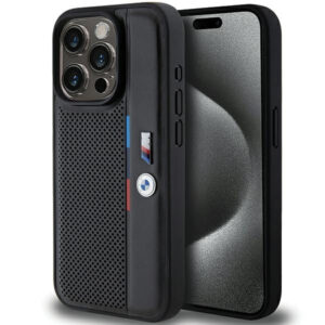 BMW perforuotas dėklas iPhone 15 Pro – juodas