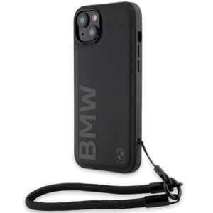 BMW odinis dėklas iPhone 15/14/13 su virvele – juodas
