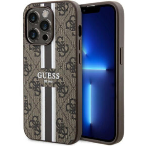 Guess MagSafe dėklas iPhone 15 Pro – rudas