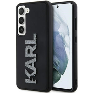 Karl Lagerfeld 3D Rubber Glitter dėklas Galaxy S23 – juodas