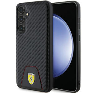 Ferrari Carbon Stitched Bottom dėklas Samsung Galaxy S24+ – juodas