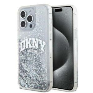 DKNY Liquid Glitter Big Logo dėklas iPhone 15 Pro – baltas