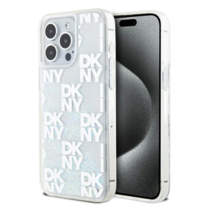DKNY Liquid Glitter Multilogo dėklas iPhone 15 Pro Max – rožinis