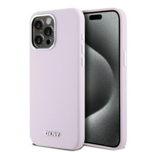 DKNY MagSafe silikoninis dėklas iPhone 15 Pro Max – rožinis