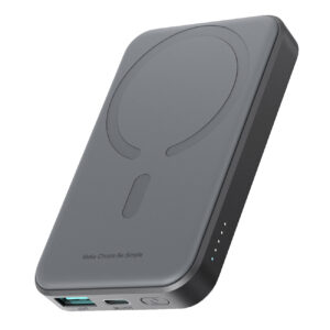 Joyroom Išorinė baterija JR-W020 Mini 5000mAh USB-A USB-C indukcinė 20W - juoda + USB-C / USB-C laidas