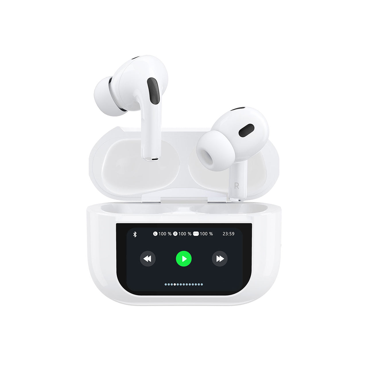 Dudao U19 in-ear TWS belaidės Bluetooth 5.3 ausinės su LED ekranu – baltos spalvos