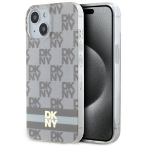 DKNY MagSafe dėklas iPhone 15 Plus / 14 Plus – smėlinis