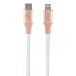 Guess Ebossed Logo USB-C / Lightning laidas 1.5m greitas įkrovimas - rožinis