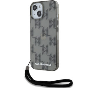 Karl Lagerfeld dėklas iPhone 15/14/13 6.1 – juodas su virvute
