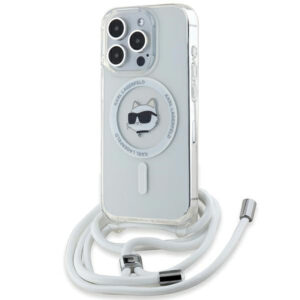 Karl Lagerfeld IML Choupette Head & Cord MagSafe dėklas, skirtas iPhone 14 Pro Max - skaidrus