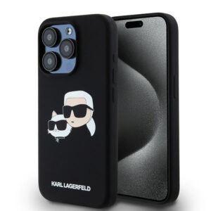 Karl Lagerfeld silikoninis MagSafe dėklas iPhone 15 Pro Max – juodas